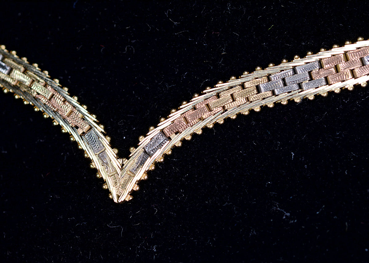 14K Tri-Color Gold "V" Weave Necklace