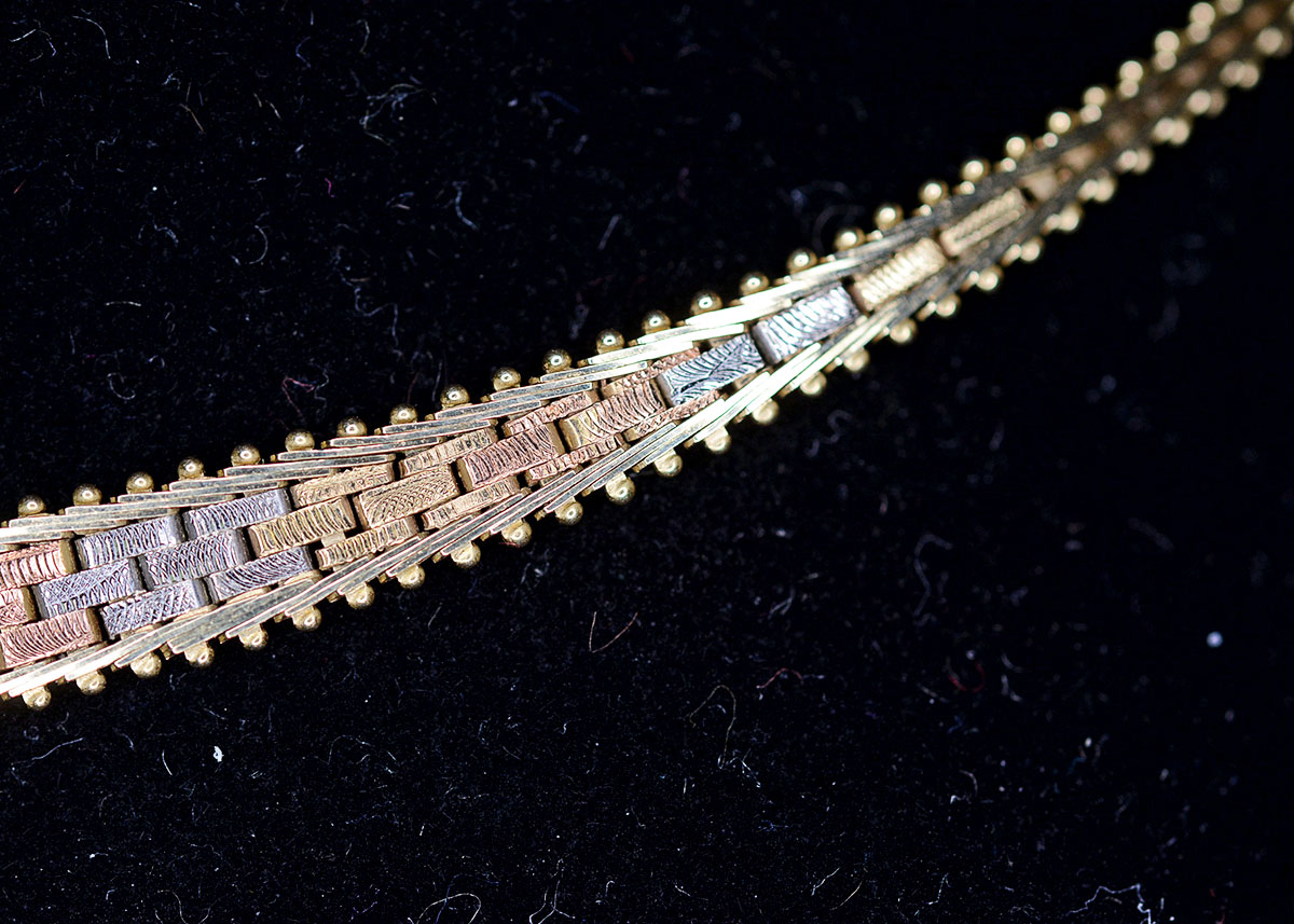 14K Tri-Color Gold "V" Weave Necklace