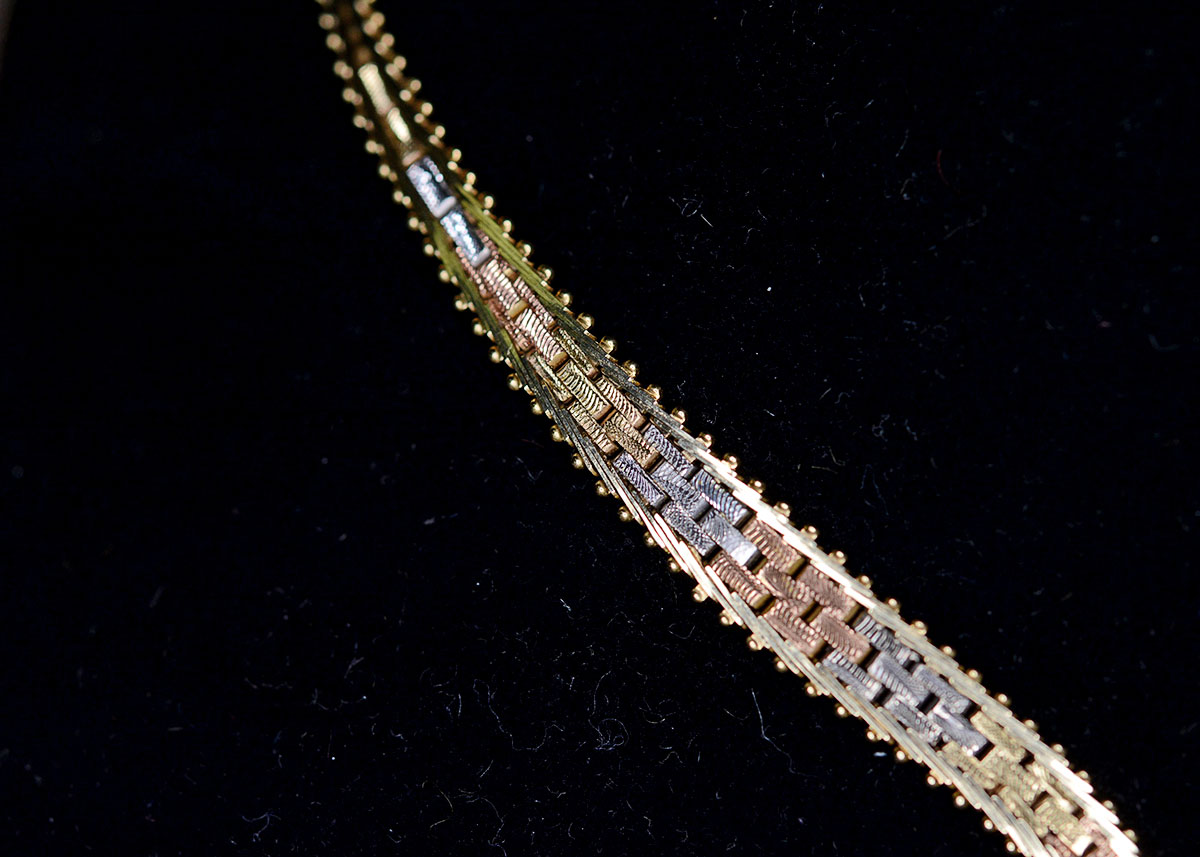 14K Tri-Color Gold "V" Weave Necklace