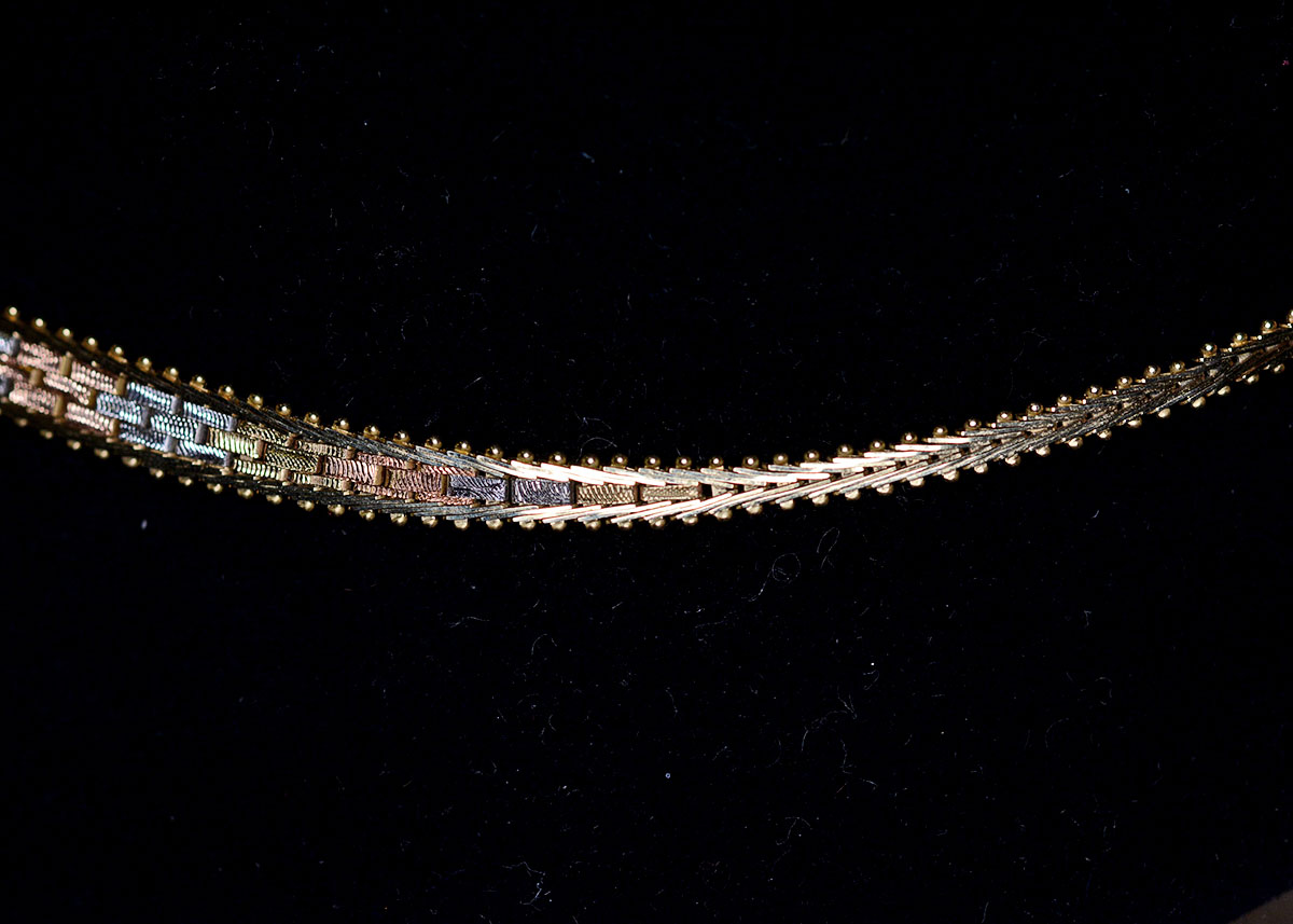 14K Tri-Color Gold "V" Weave Necklace