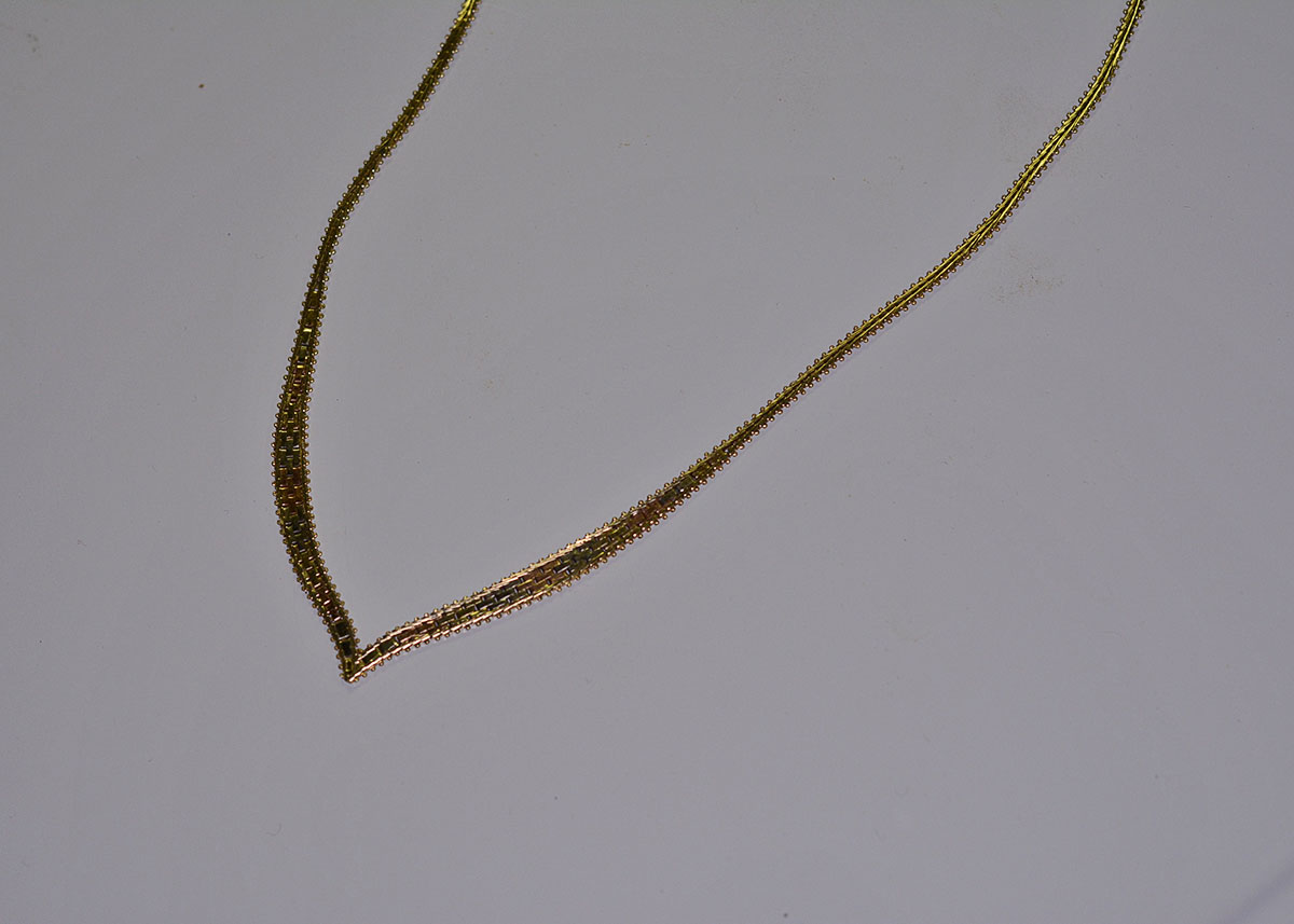 14K Tri-Color Gold "V" Weave Necklace