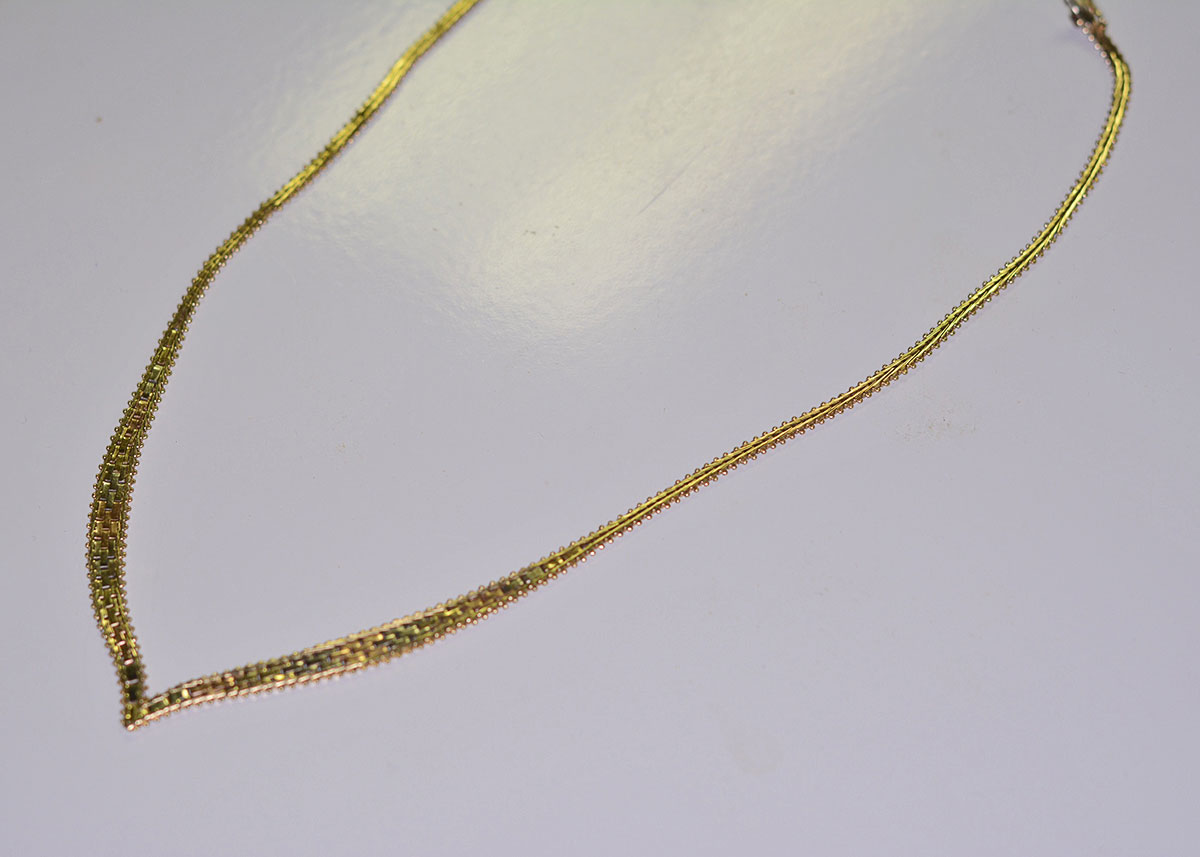 14K Tri-Color Gold "V" Weave Necklace