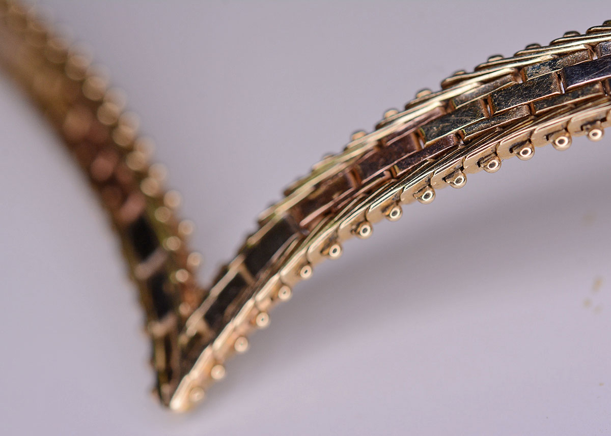 14K Tri-Color Gold "V" Weave Necklace