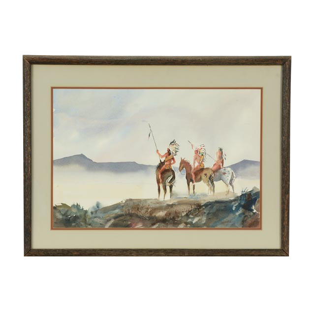 Doug Johnson Original Watercolor of American Indians