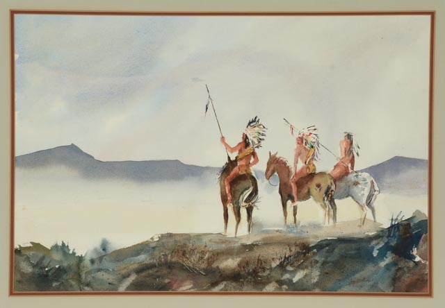 Doug Johnson Original Watercolor of American Indians