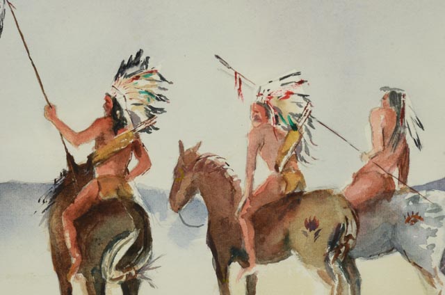 Doug Johnson Original Watercolor of American Indians
