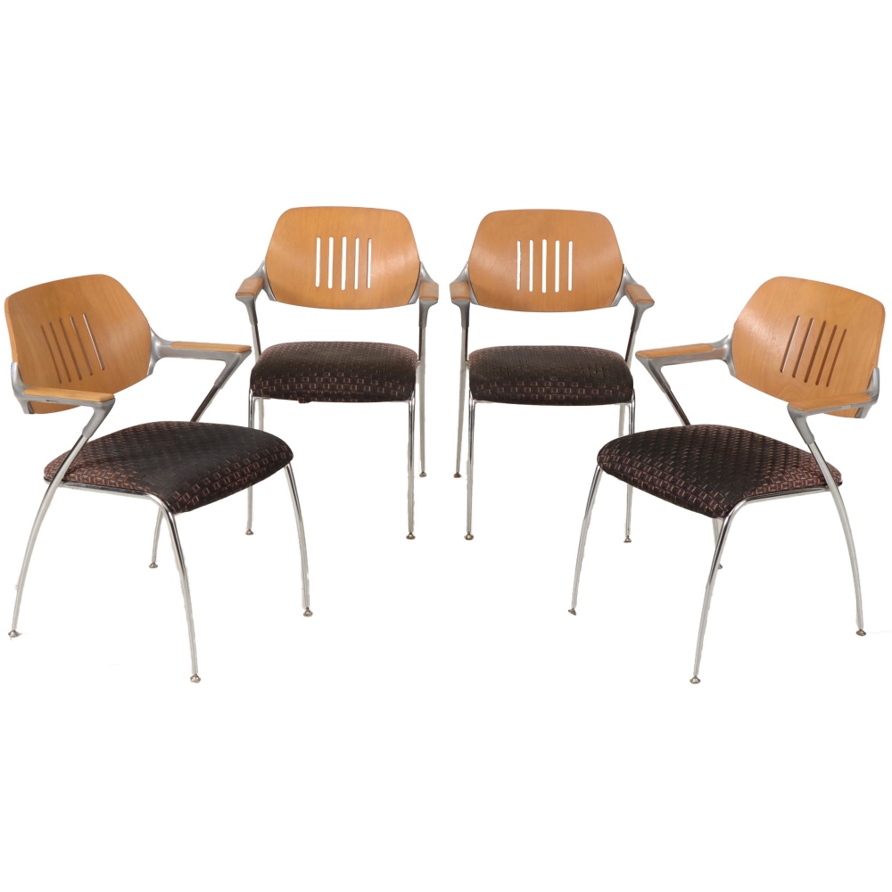 Set of Four Mid-Century Modern Thonet Arm Chairs