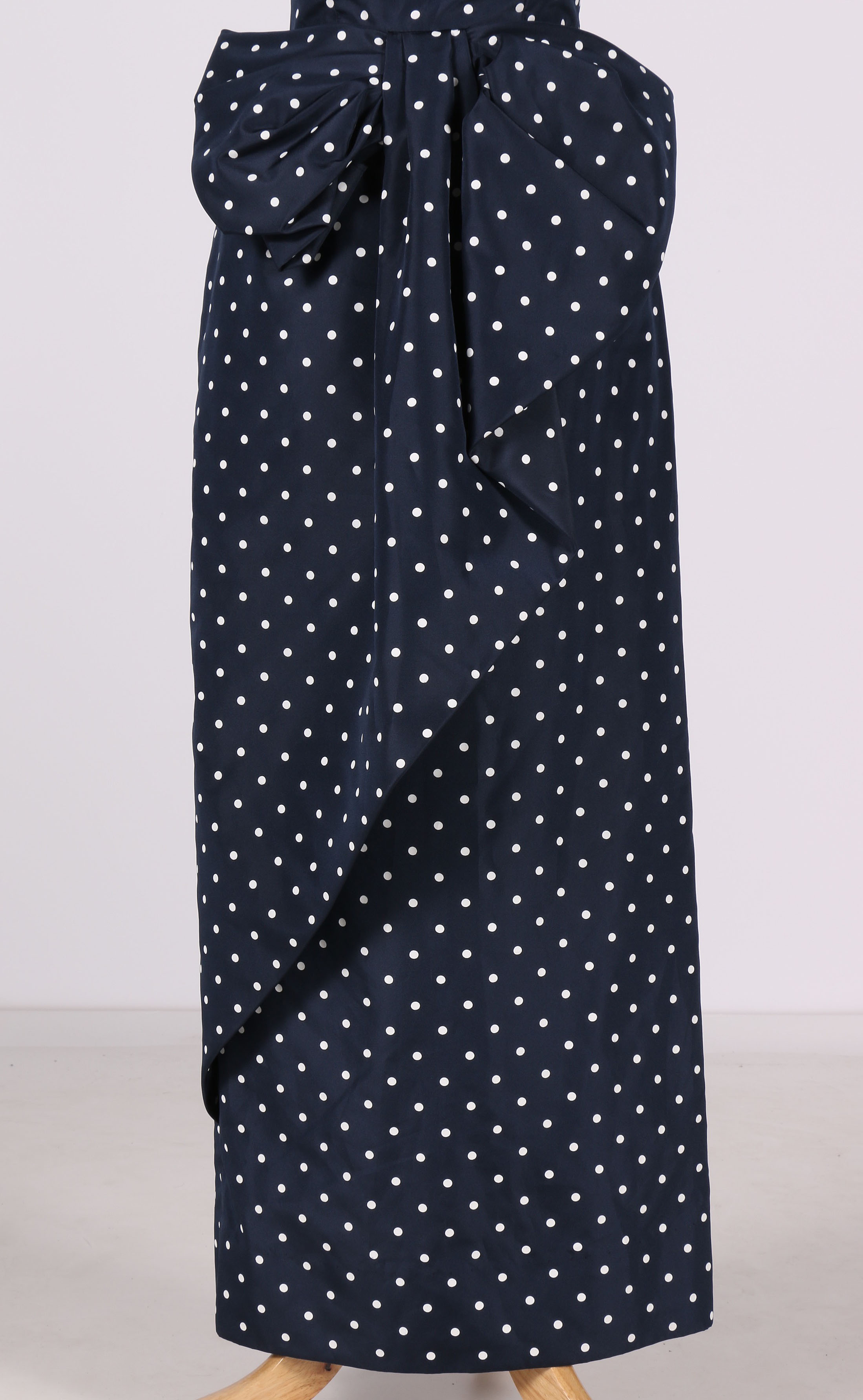 Victor Costa Strapless Polka Dot Bow Dress
