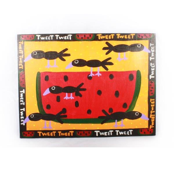 Joni Goldman "Six Crows" Contemporary Acrylic Painting