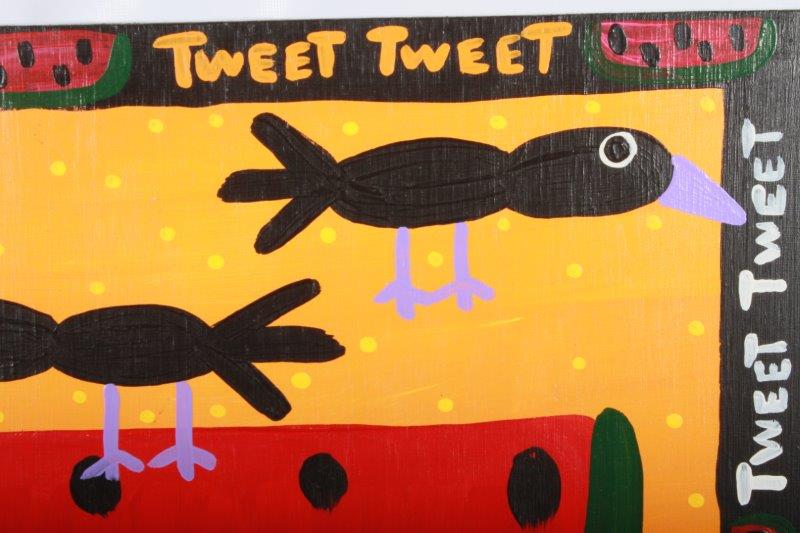 Joni Goldman "Six Crows" Contemporary Acrylic Painting