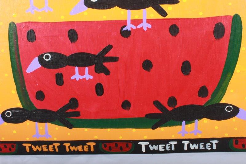 Joni Goldman "Six Crows" Contemporary Acrylic Painting