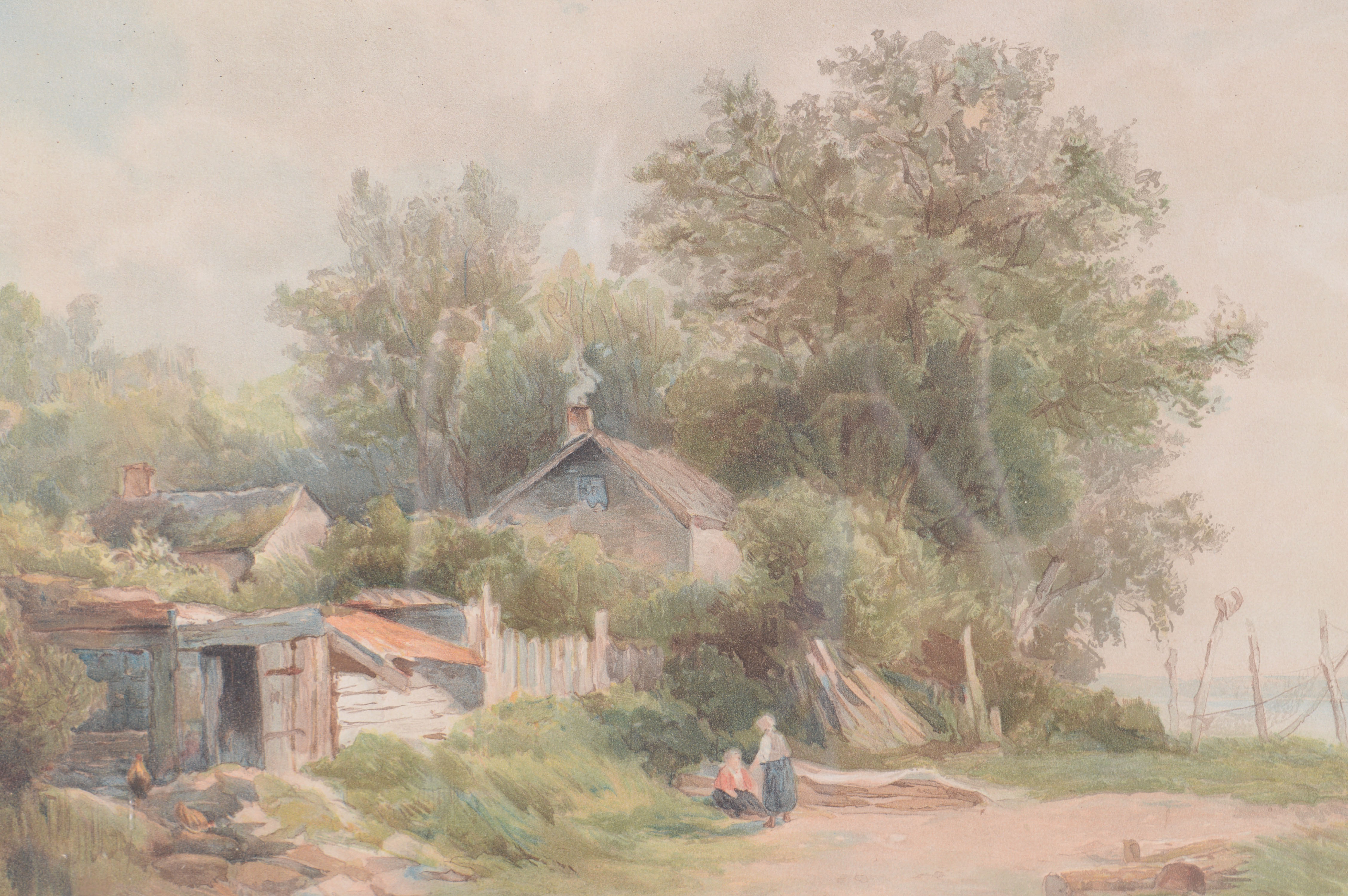 Vintage Chromolithograph River Scene