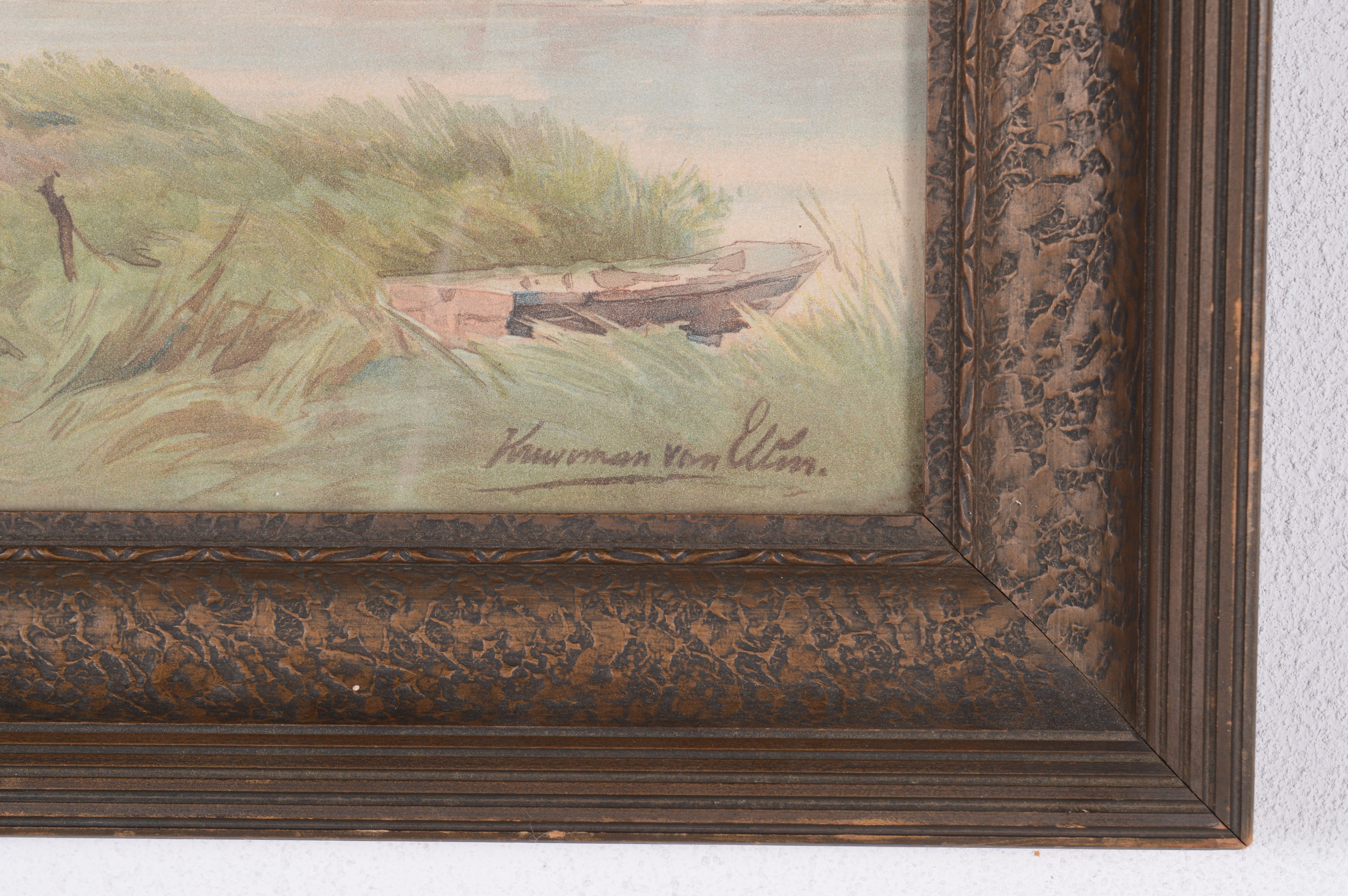 Vintage Chromolithograph River Scene