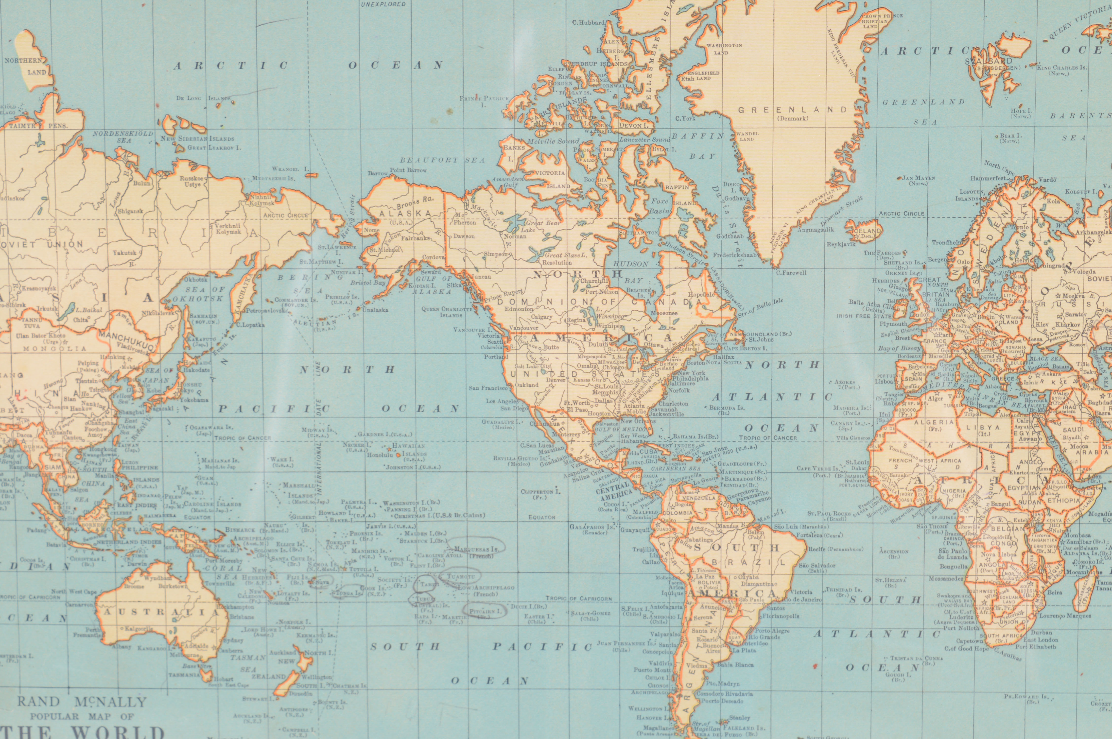 Vintage World Map from 1923