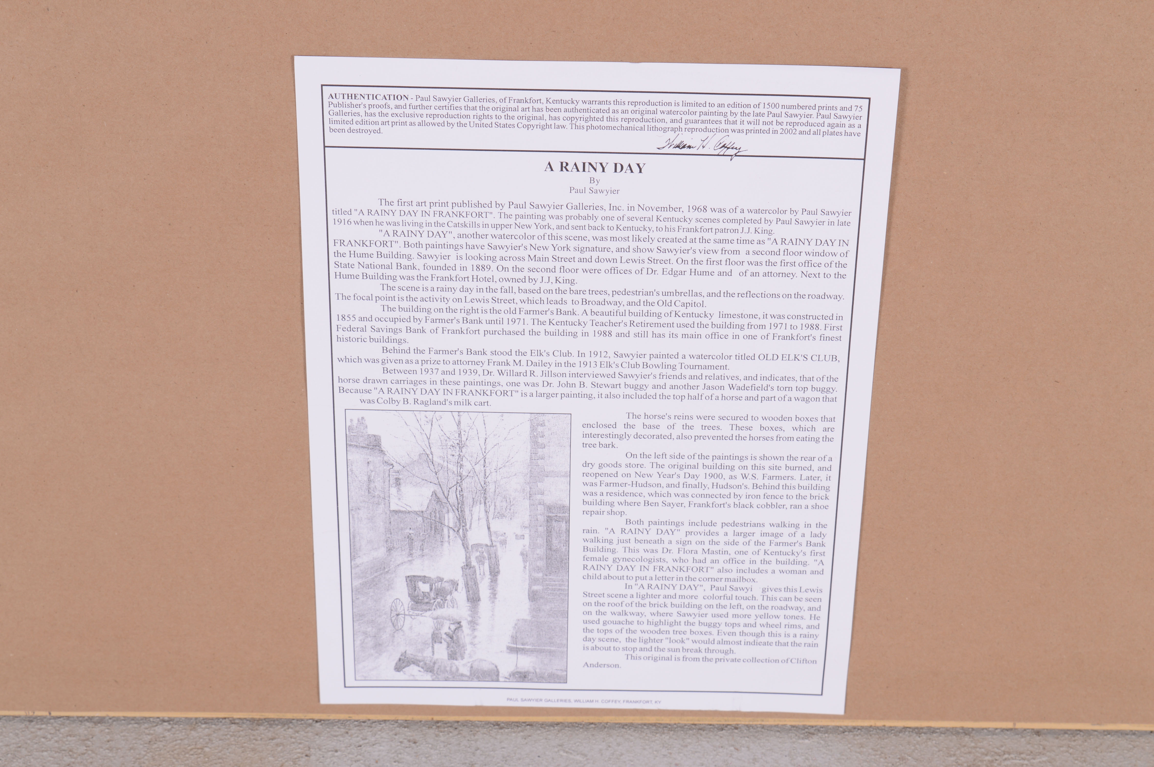 "A Rainy Day" Limidted Edtion Print After Paul Sawyier