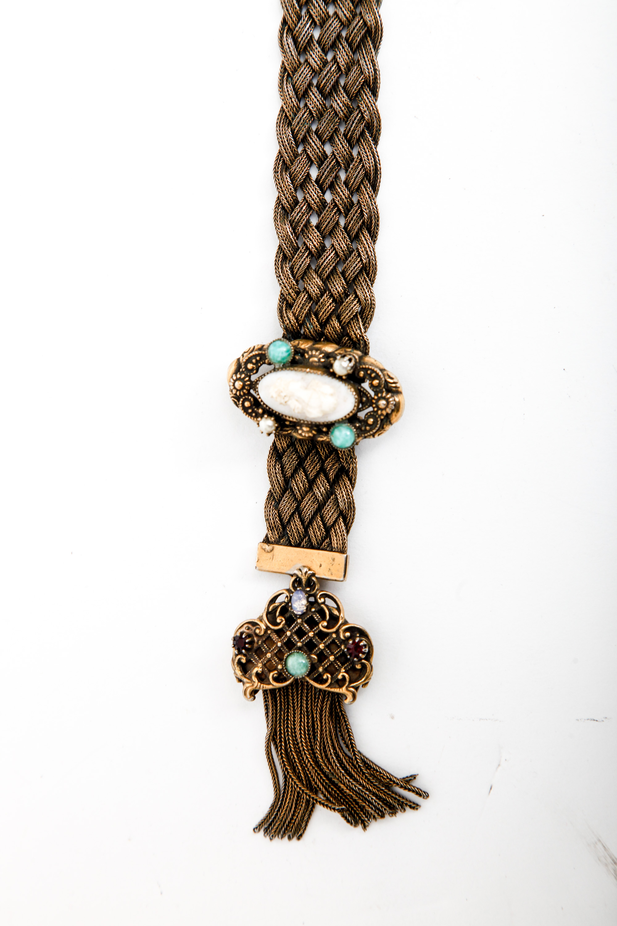 Gold Tone Victorian Metal Mesh and Chain Bracelets