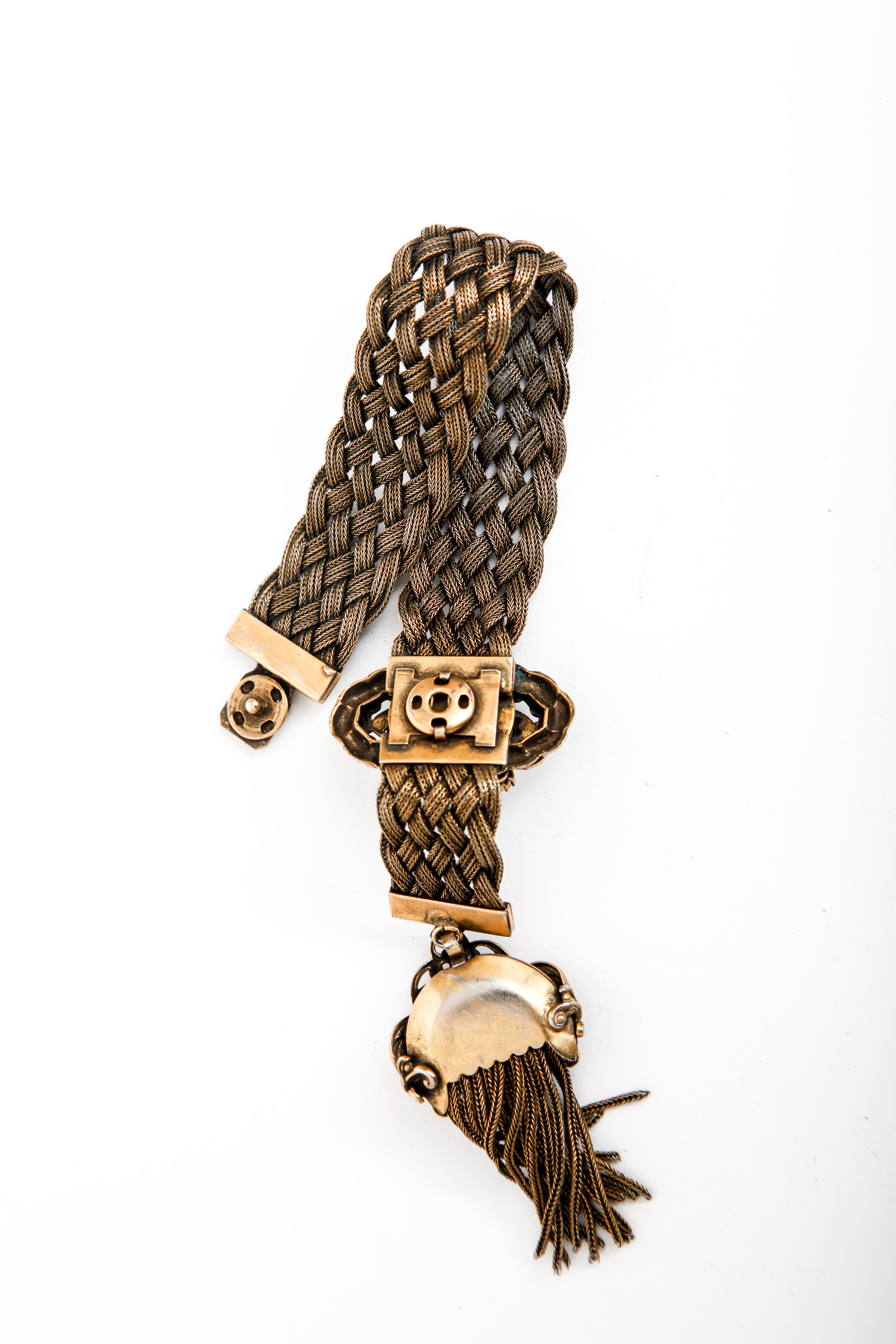 Gold Tone Victorian Metal Mesh and Chain Bracelets