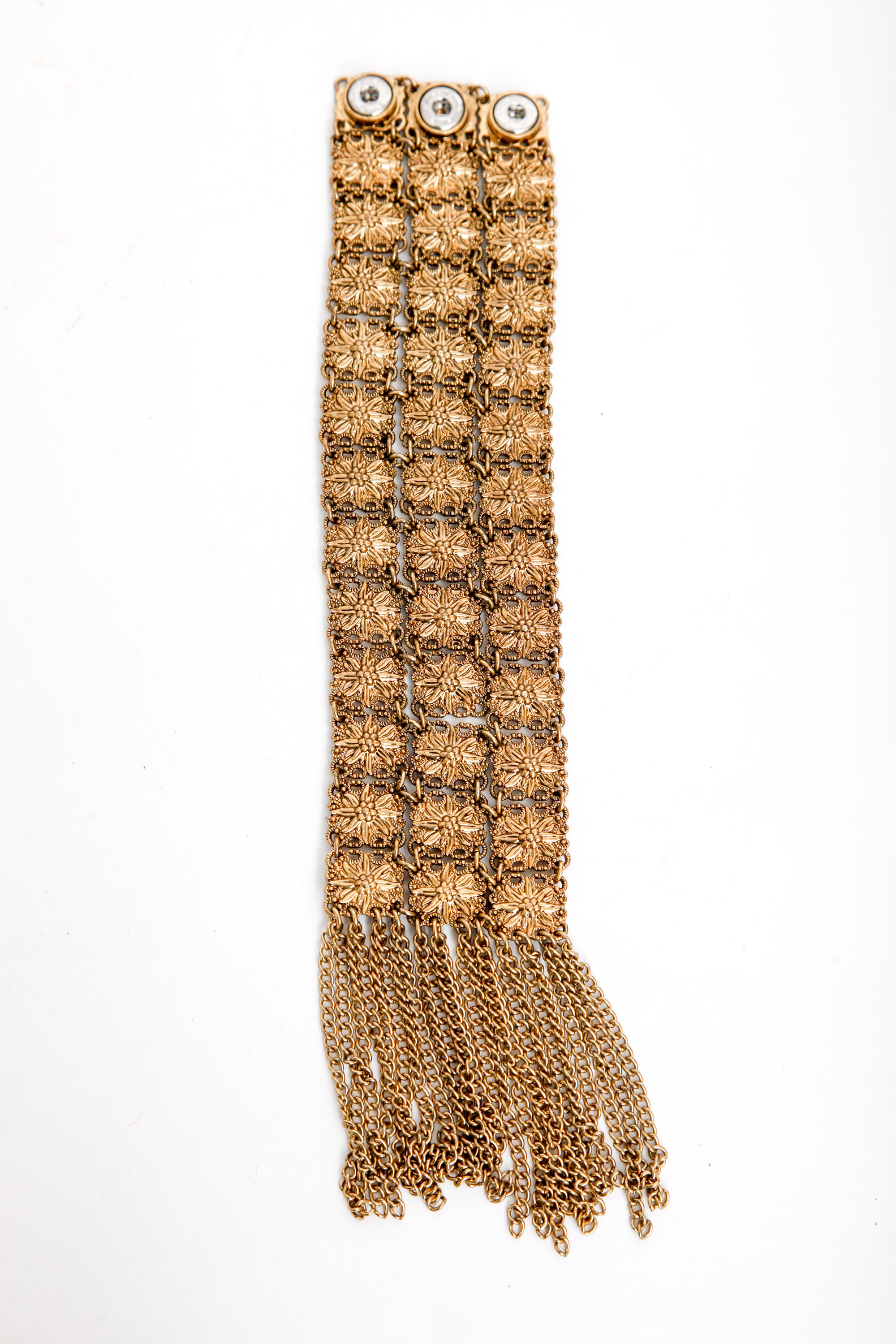 Gold Tone Victorian Metal Mesh and Chain Bracelets