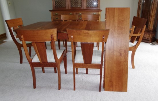 Solid Cherry Dining Table and Chairs Custom Built by Sampler Furniture Co. Homer IN