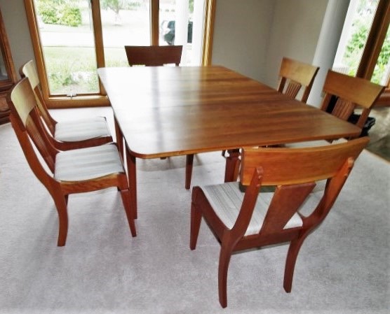 Solid Cherry Dining Table and Chairs Custom Built by Sampler Furniture Co. Homer IN