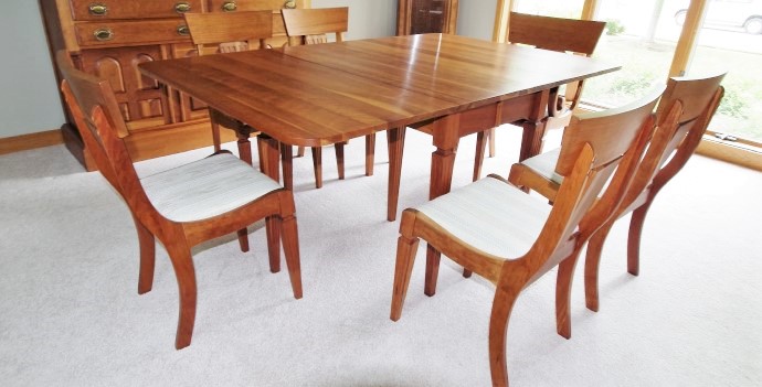 Solid Cherry Dining Table and Chairs Custom Built by Sampler Furniture Co. Homer IN