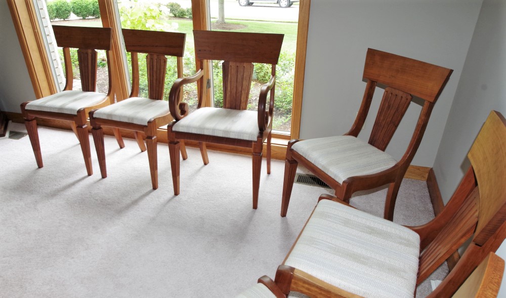 Solid Cherry Dining Table and Chairs Custom Built by Sampler Furniture Co. Homer IN