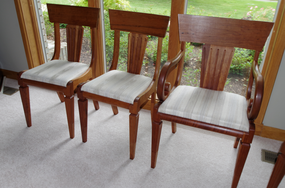 Solid Cherry Dining Table and Chairs Custom Built by Sampler Furniture Co. Homer IN