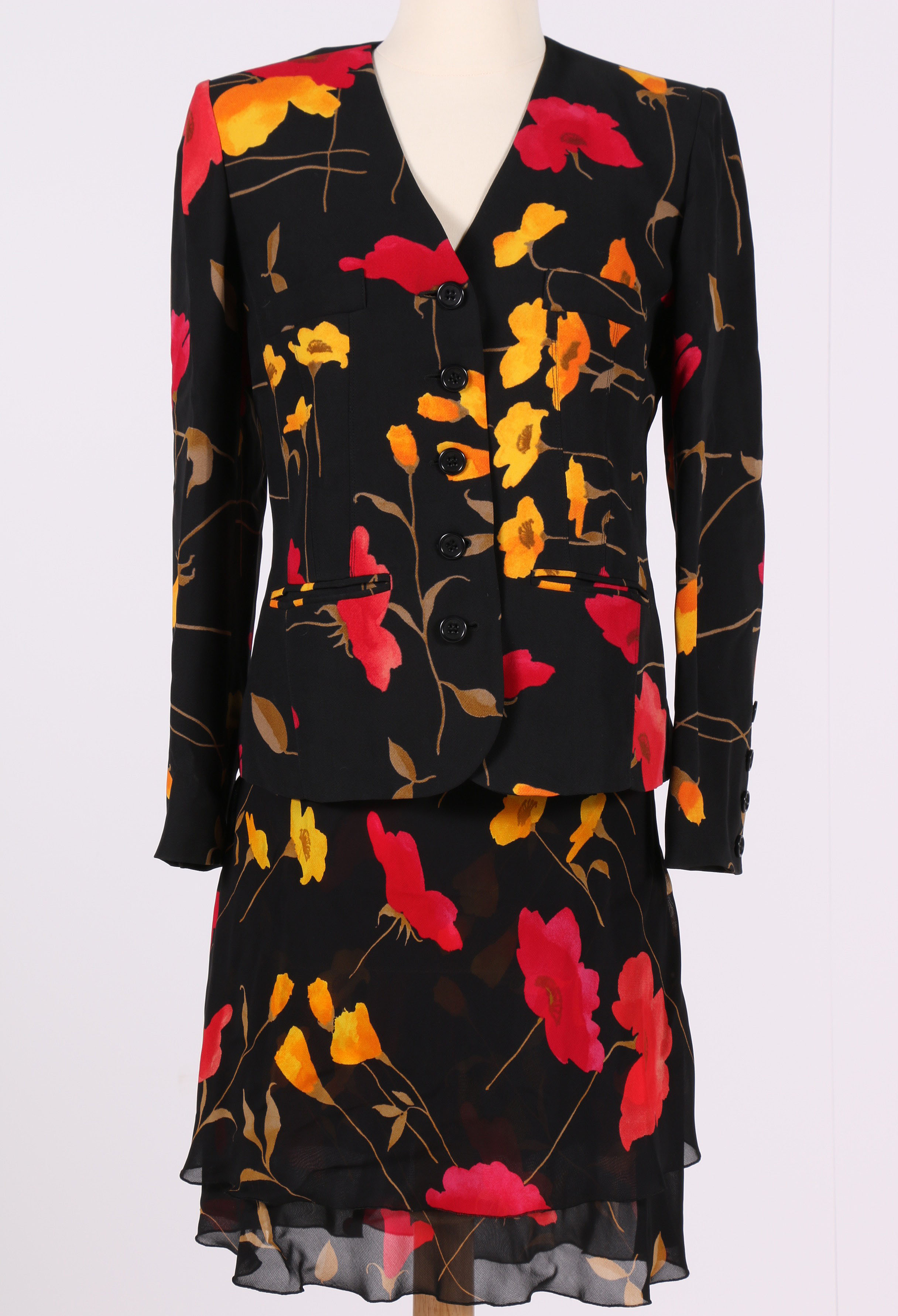 Vintage Sonia Rykiel Floral Rayon Skirt Suit