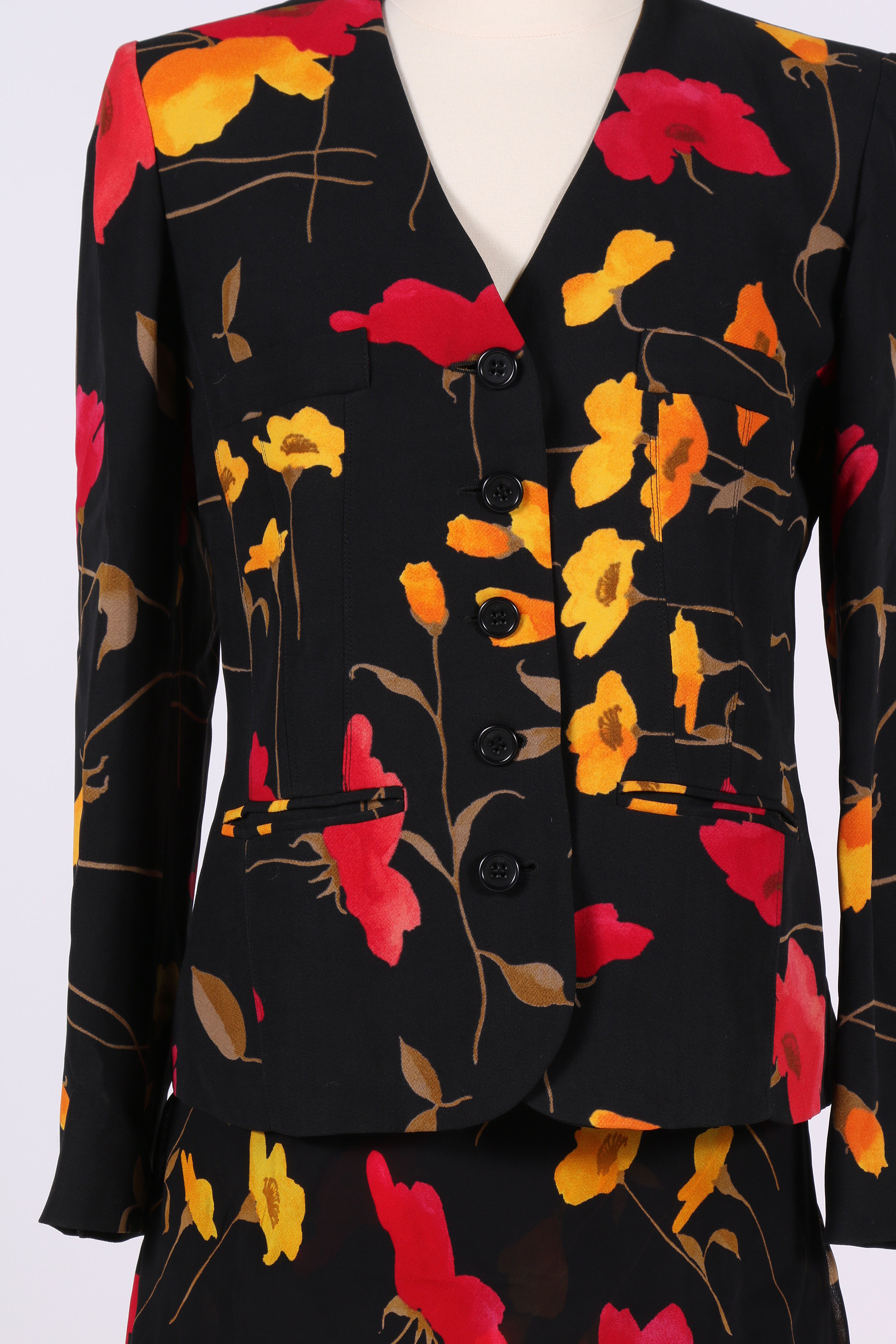 Vintage Sonia Rykiel Floral Rayon Skirt Suit