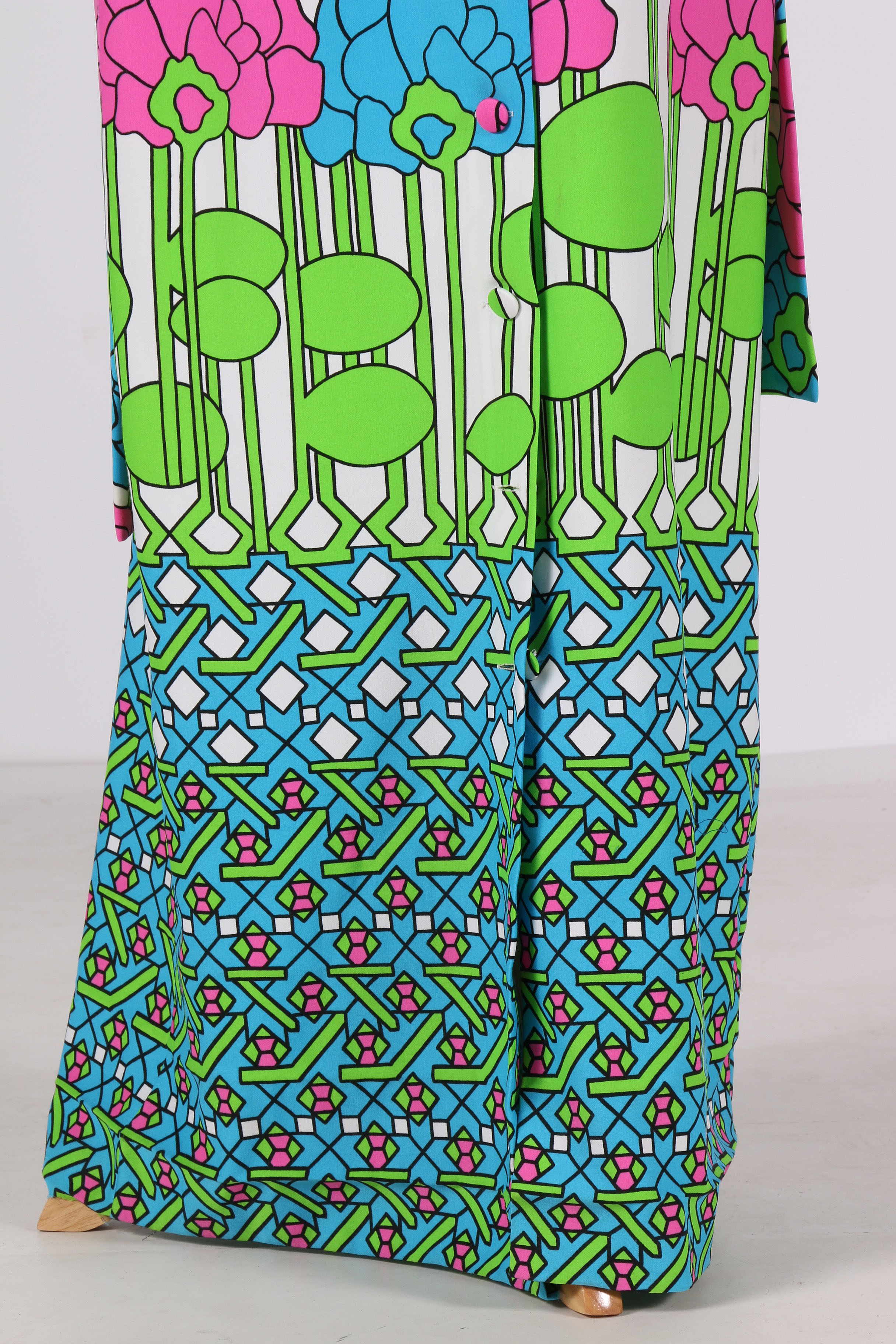 1970's Lanvin Long Sleeve Floral Maxi Dress