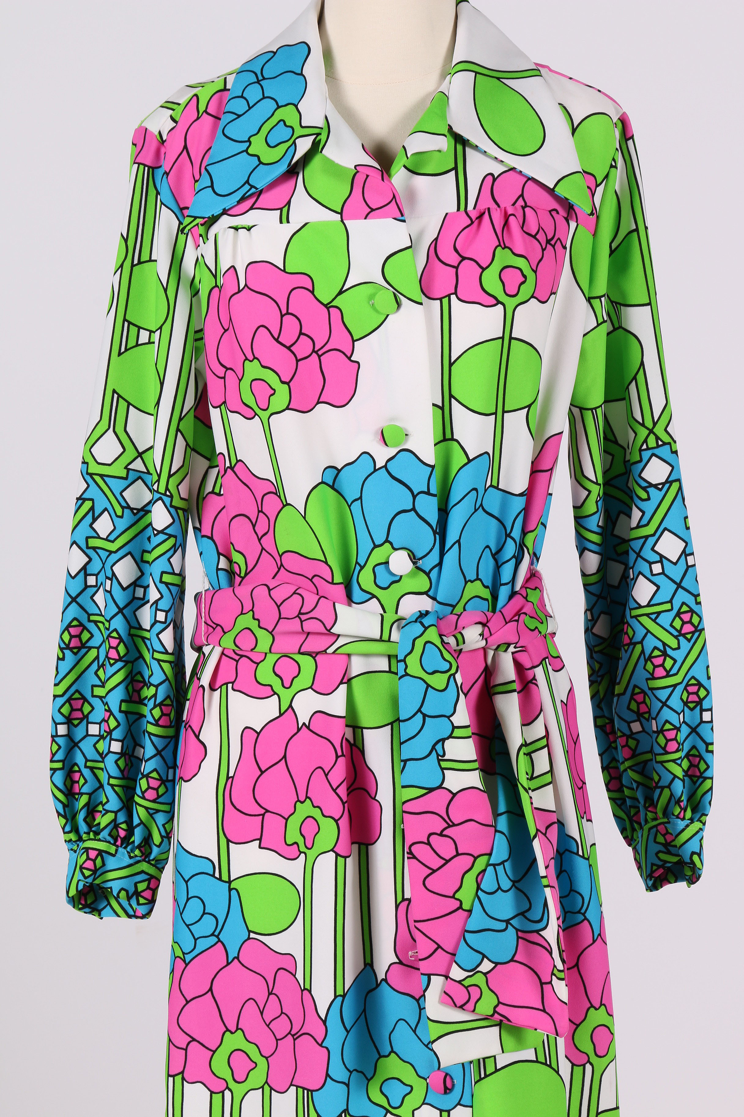 1970's Lanvin Long Sleeve Floral Maxi Dress