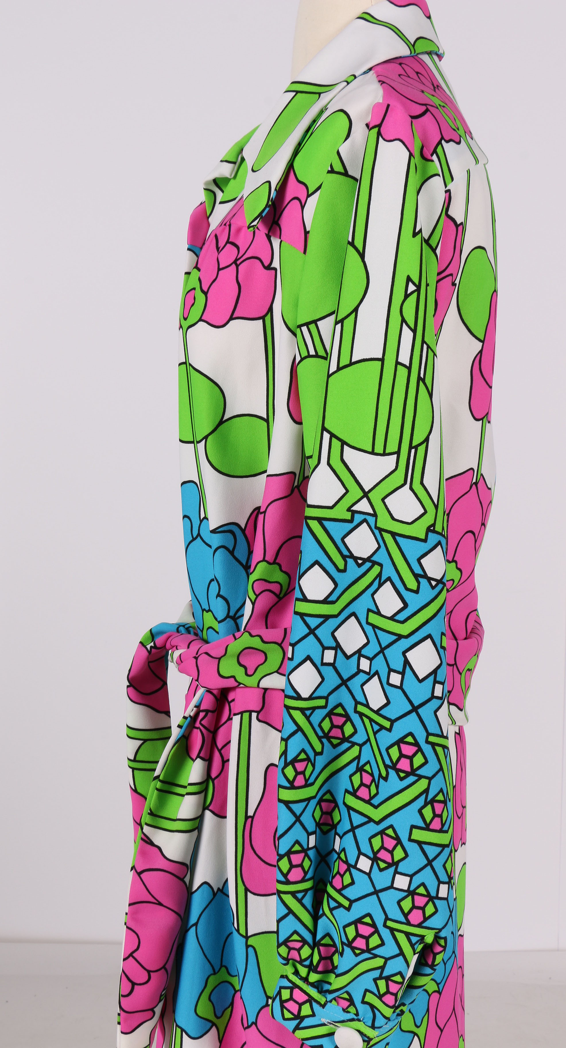 1970's Lanvin Long Sleeve Floral Maxi Dress