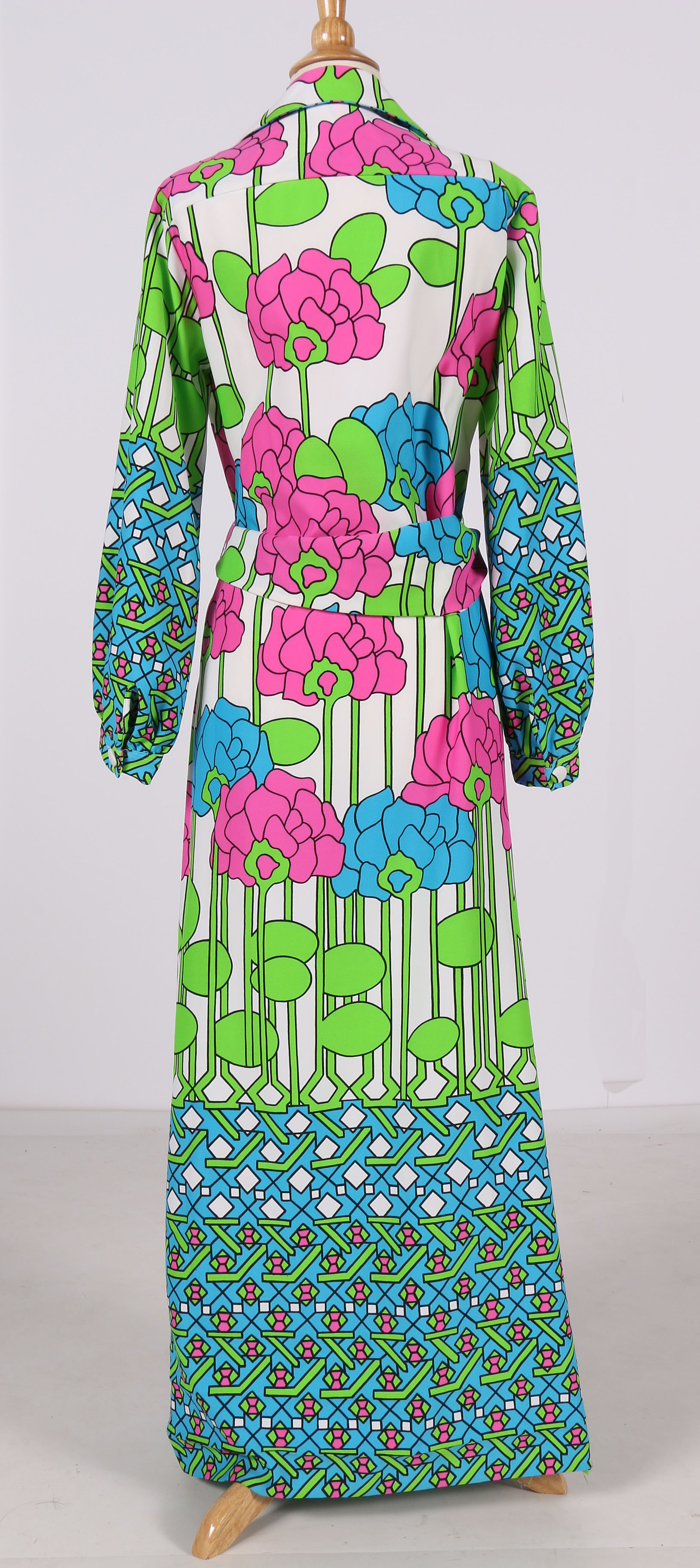 1970's Lanvin Long Sleeve Floral Maxi Dress