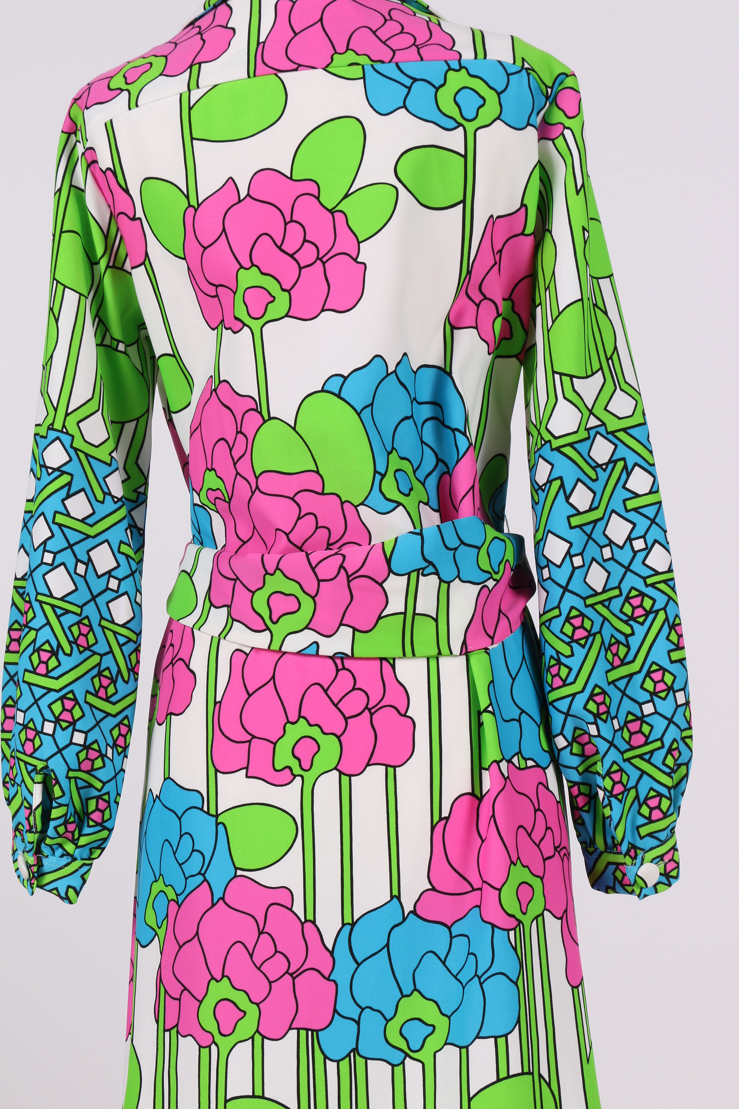 1970's Lanvin Long Sleeve Floral Maxi Dress