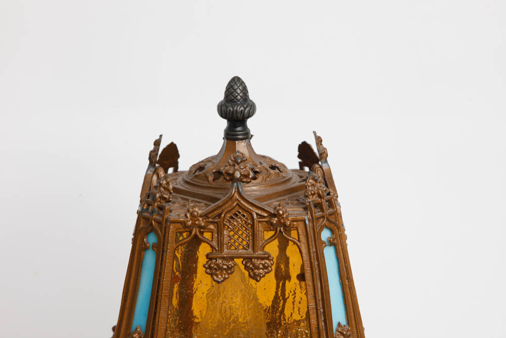 Vintage Art Deco Cast Iron and Glass Lamp