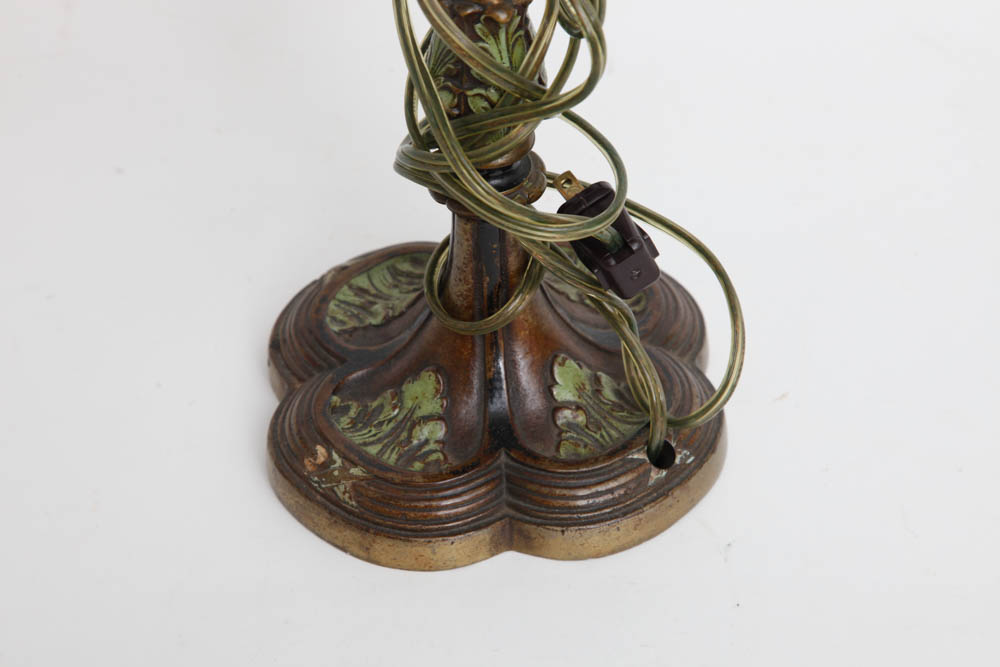 Vintage Art Deco Cast Iron and Glass Lamp