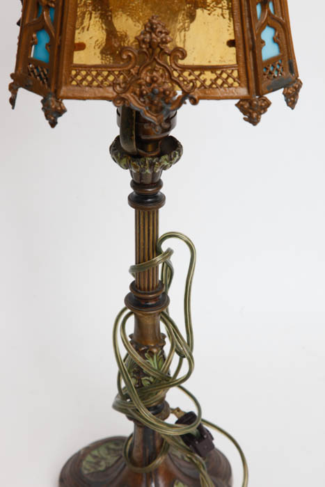 Vintage Art Deco Cast Iron and Glass Lamp