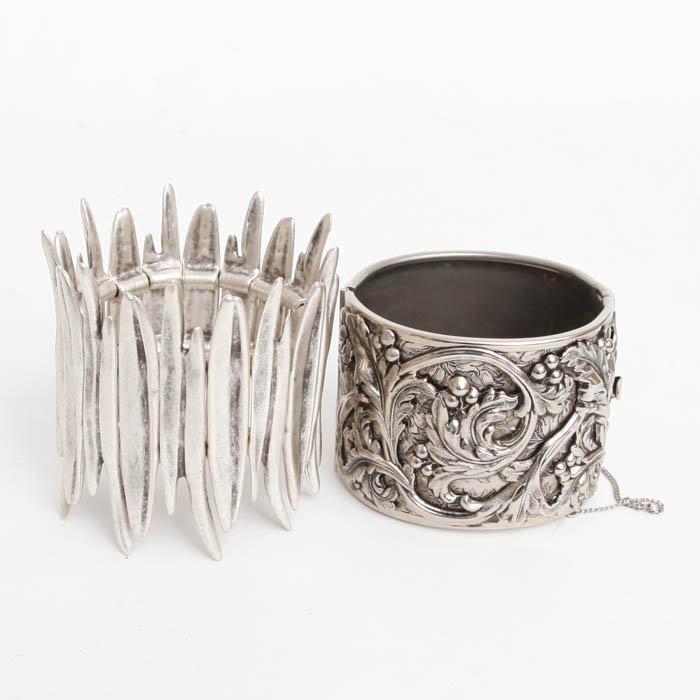 Grouping of Silver Toned Bracelets