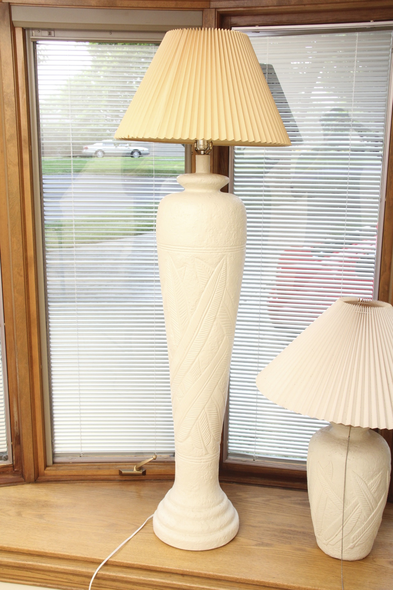 Duet of Ceramic Floor and Table Lamps