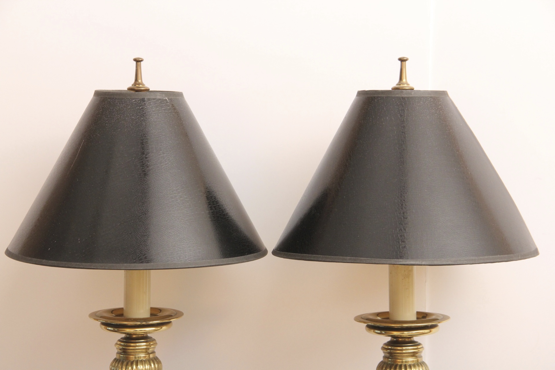 Pair of Brass Columnar Lamps