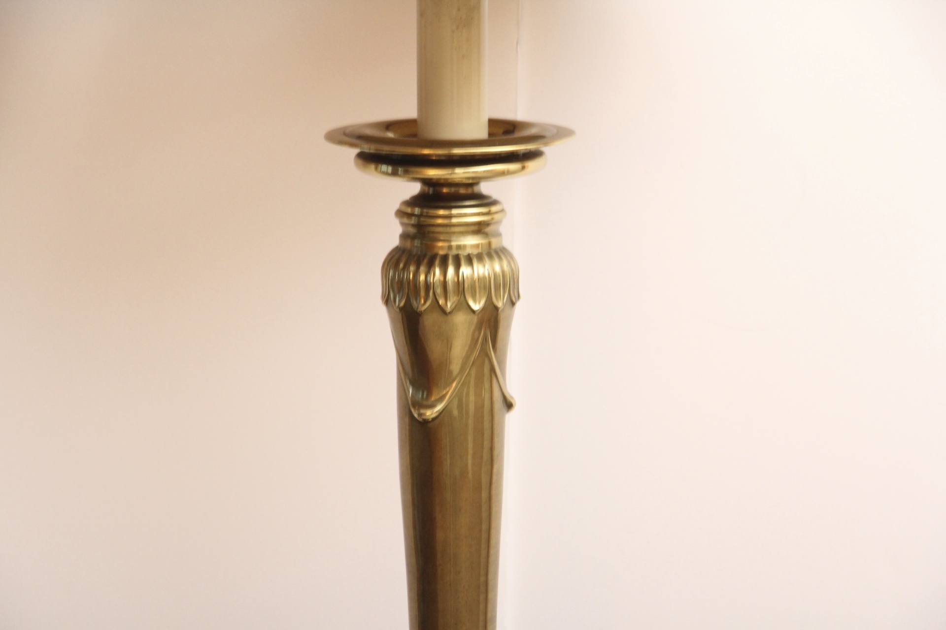 Pair of Brass Columnar Lamps