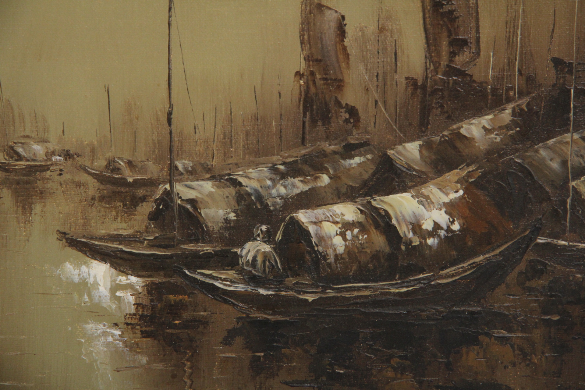 Original Chinese Oil Painting On Canvas Signed "L. Wong"