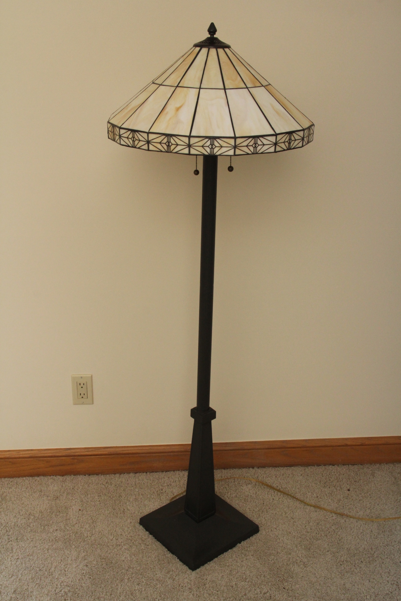 Arts and Crafts Influenced Leaded Glass Floor Lamp