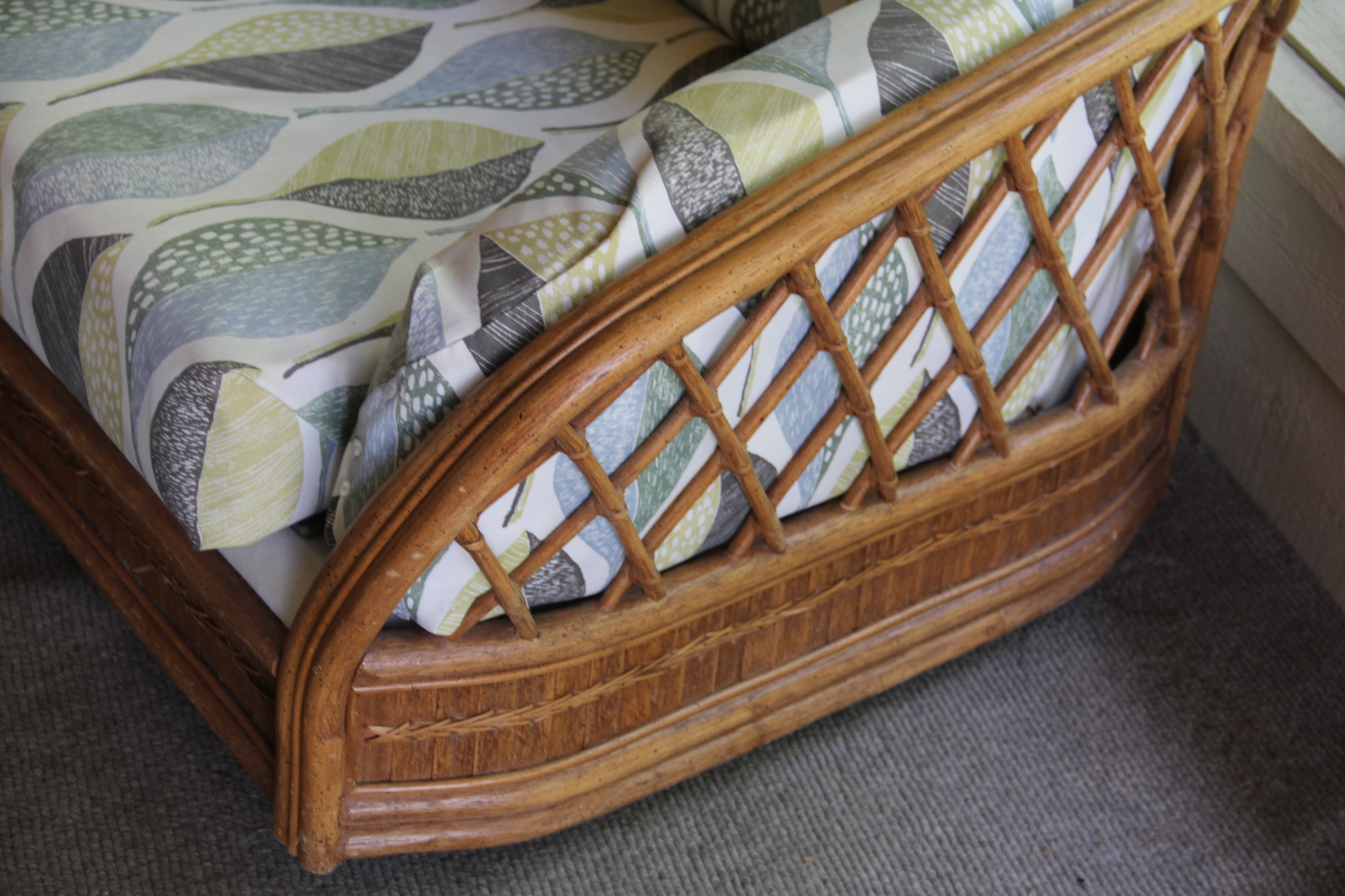 Rattan Club Chair, Loveseat and End Table