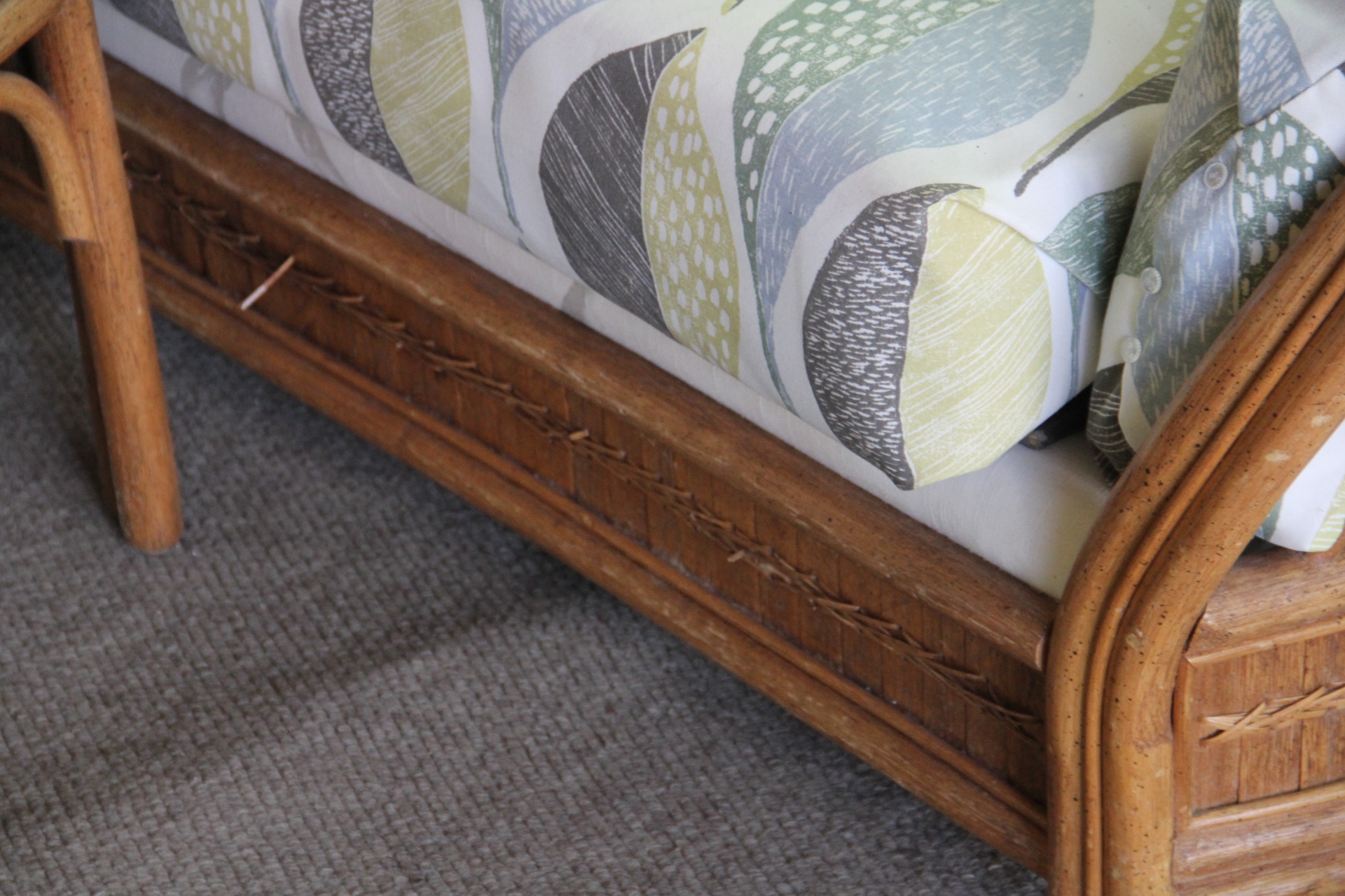 Rattan Club Chair, Loveseat and End Table