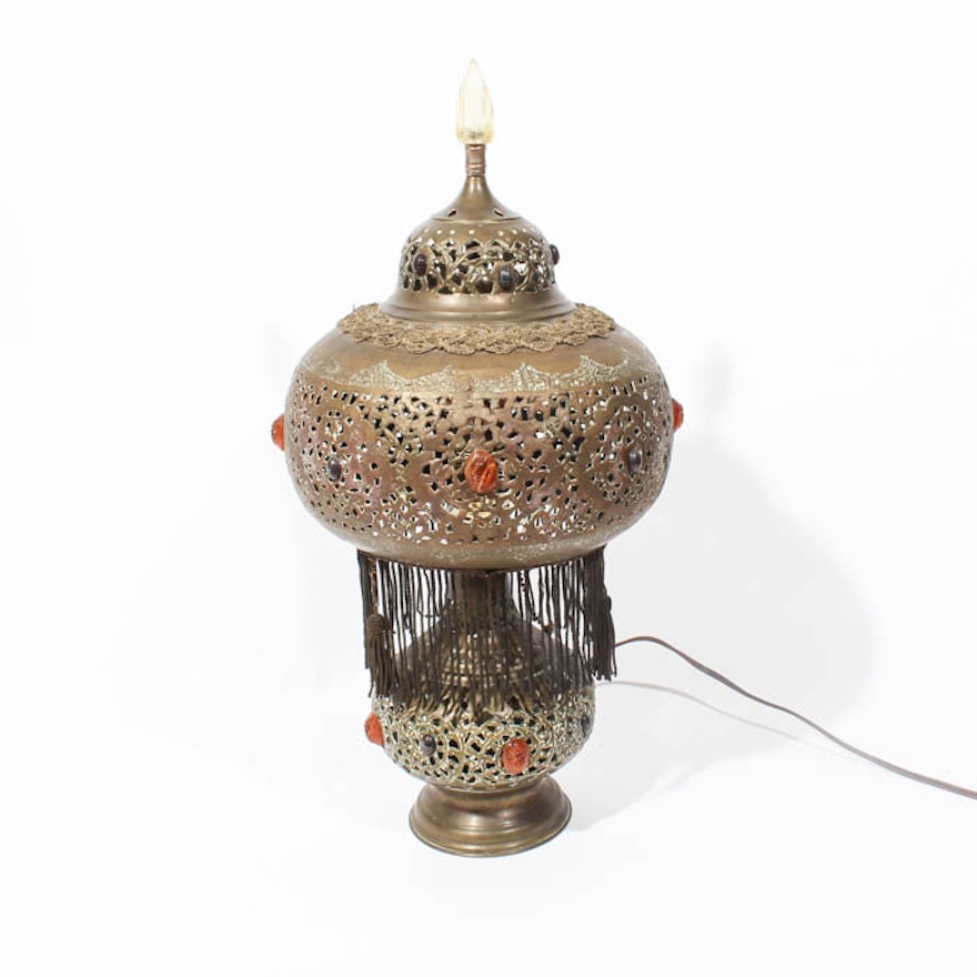 Pierced Tin Middle Eastern Style Table Lamp