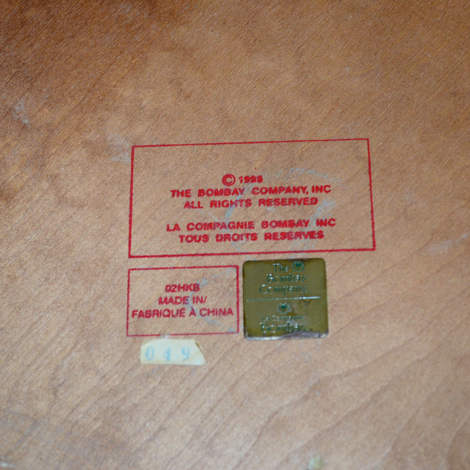 Bombay Company Round Accent Table With Tray Top