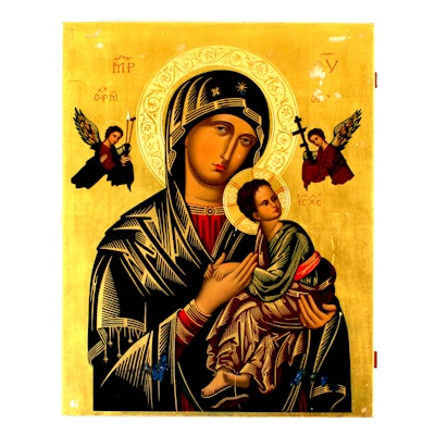 Antique "Our Mother of Perpetual Help" Tempera Icon Antique "Our Mother of Perpetual Help" Tempera Icon