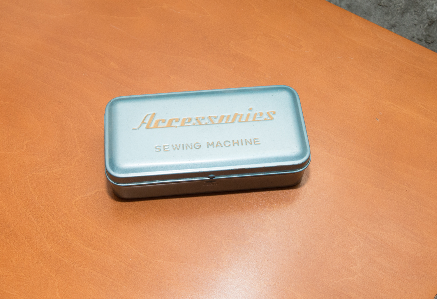 Mid-Century Modern Sewing Table & White Sewing Machine