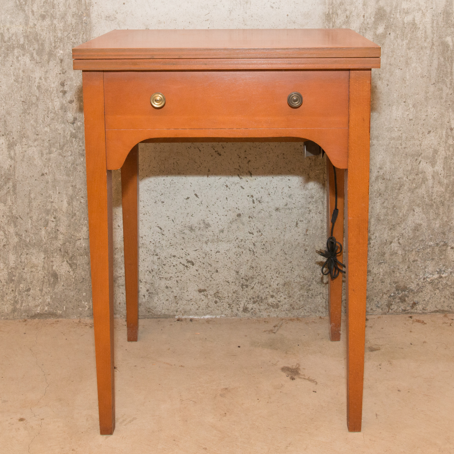 Mid-Century Modern Sewing Table & White Sewing Machine
